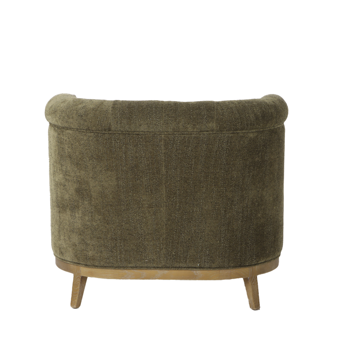 Regal 1 Seater Sofa Fabric With Washed Oak Frame -Olive Green image 2